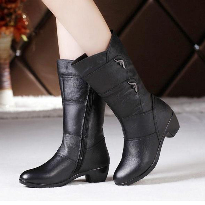 Aurore Bottes Mi-Mollet Zippées À Talon Carré Femme