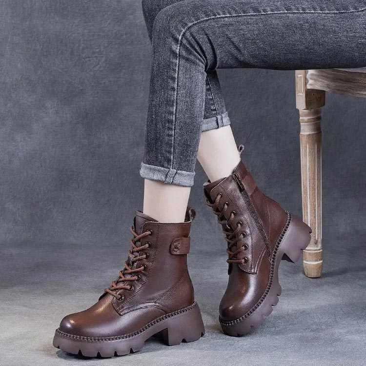 Éloïse Bottines À Lacets Et Semelle Crantée Épaisse Femme