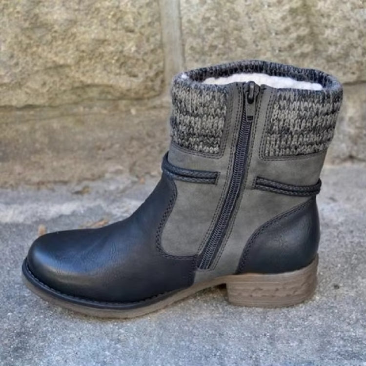 Claire Bottines À Revers Tricot Et Talon Bas Femme