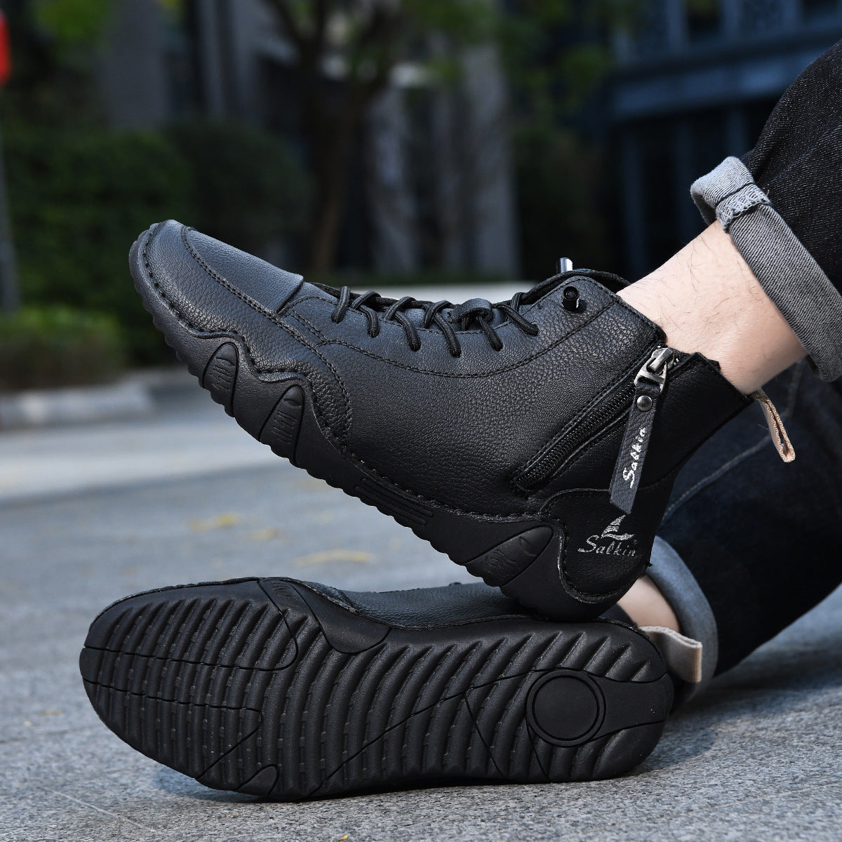 Henri Bottines Zippées Semelle Ondulée Homme