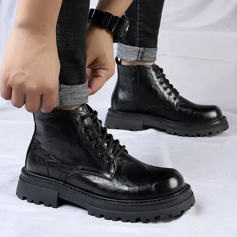 Guillaume Bottines Zippées Aspect Cuir Vieilli Homme
