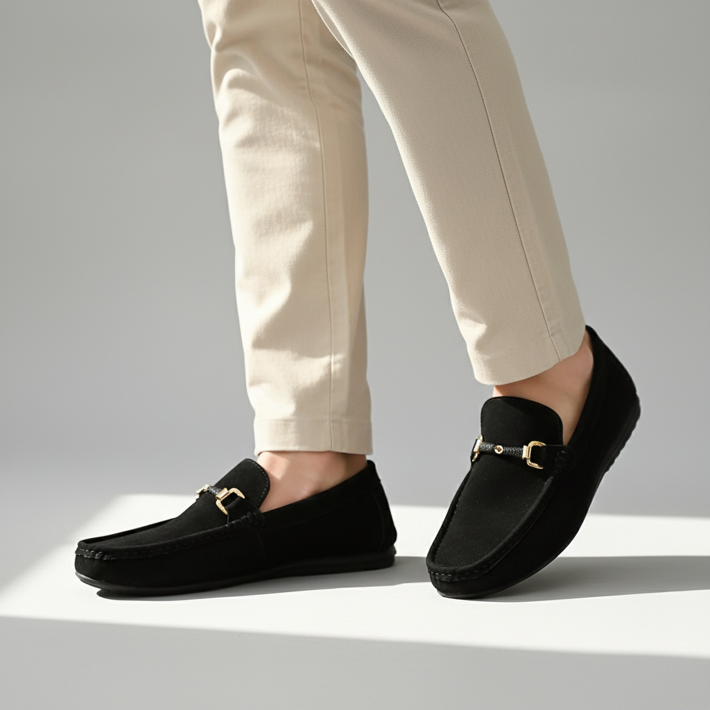 Benoît Mocassins Effet Daim À Boucle Métal Homme