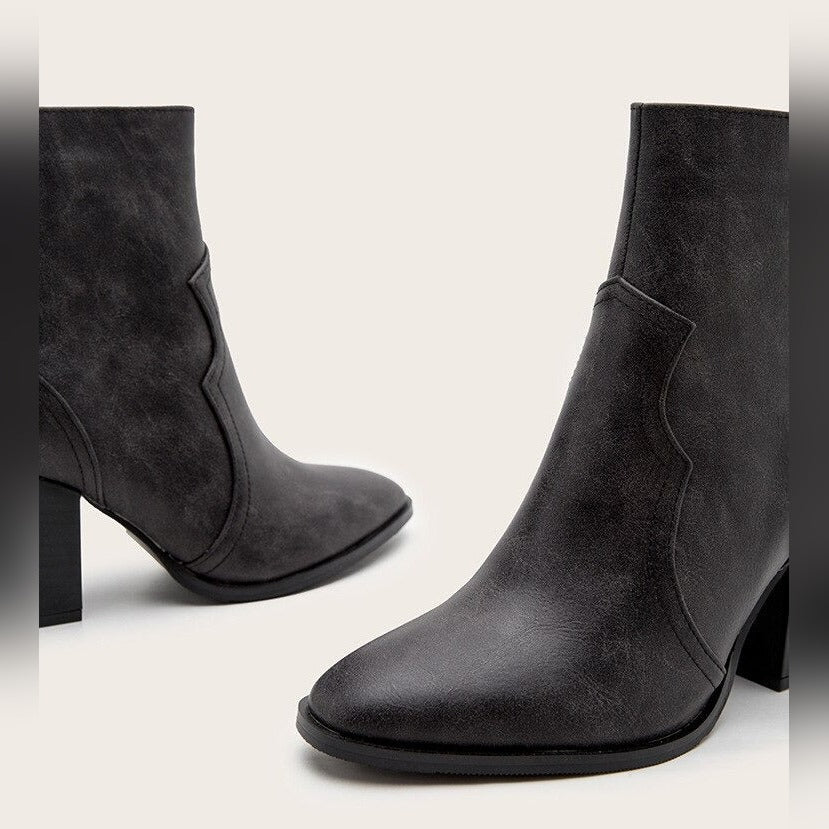 Victoire Bottines Zippées À Talon Carré Et Bout Pointu Femme