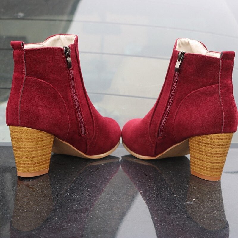 Louise Bottines Effet Daim Zippées Talon Haut Femme