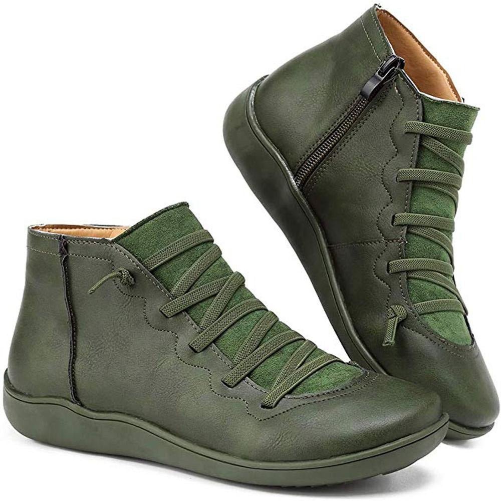 Lina Bottines Plates À Lacets Et Zip Coutures Apparentes Femme