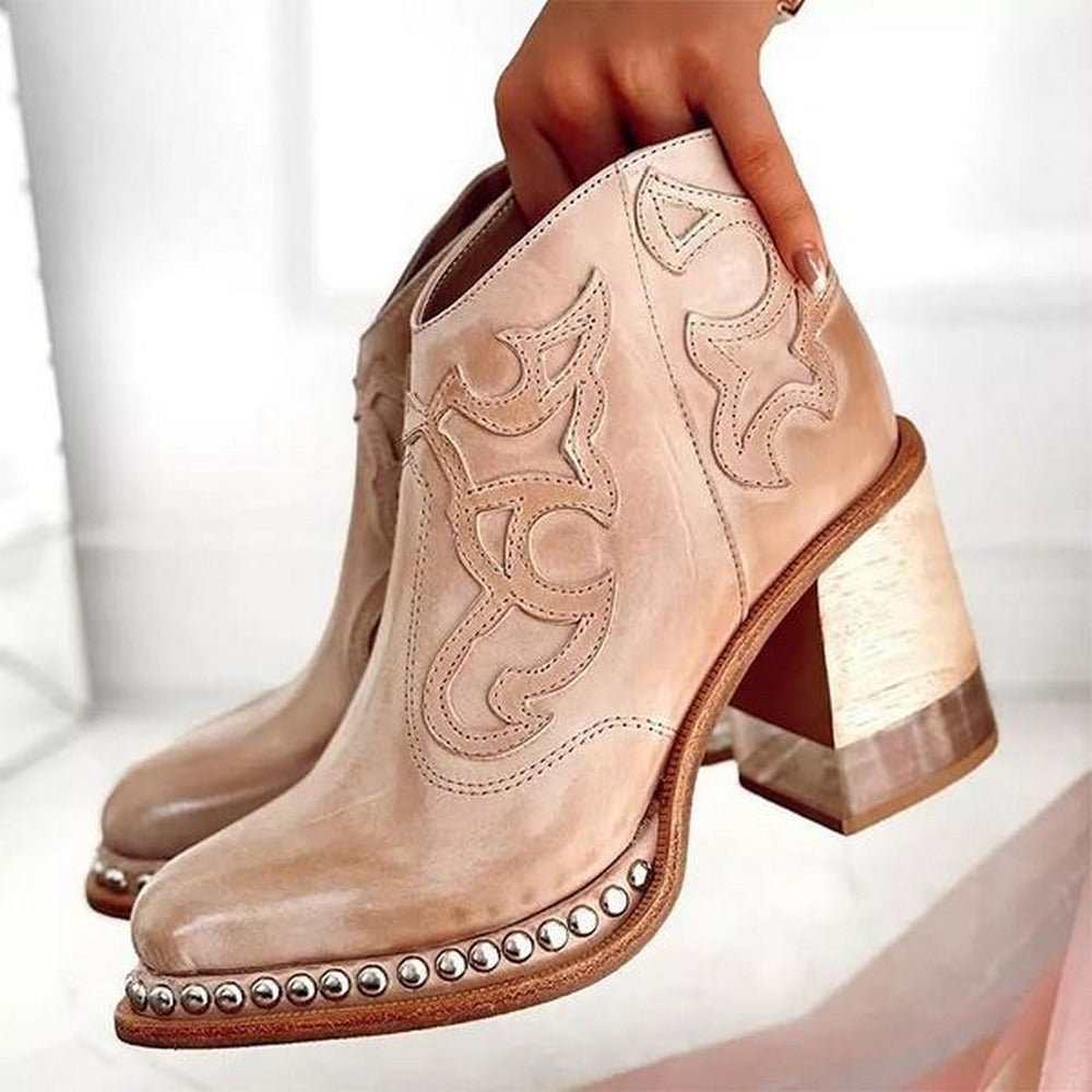 Laure Bottines Western Brodées À Talon Carré Femme
