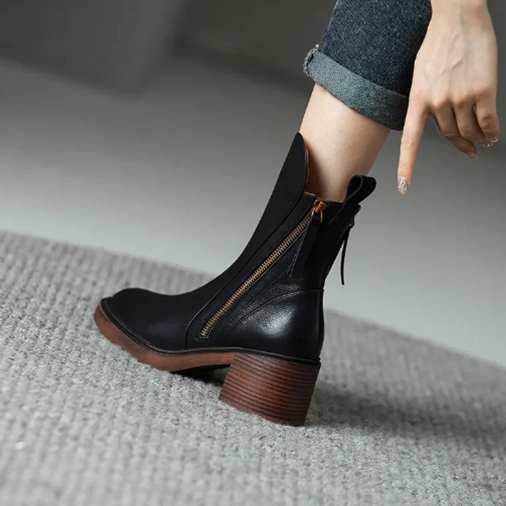 Coralie Bottines Citadines Zippées À Talon Bloc Femme