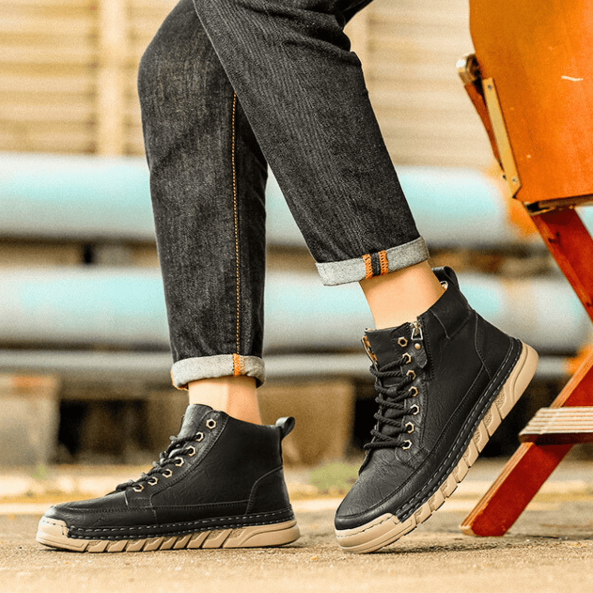 Maxime Bottines Urbaines Aspect Cuir Lisse Homme