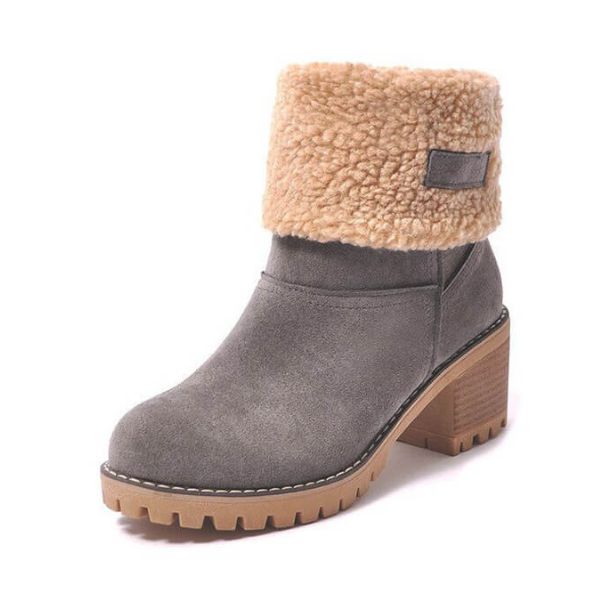Alix Bottines À Revers Moumoute Et Talon Carré Femme