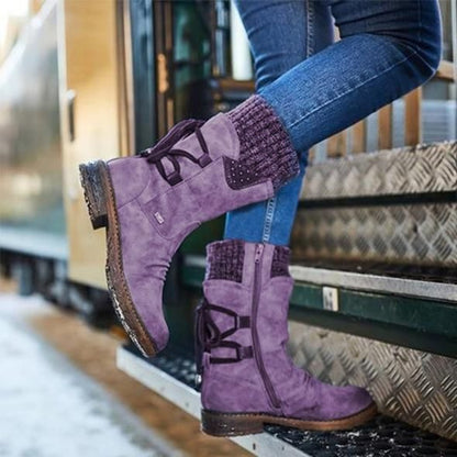 Eva Bottines À Revers Tricot Et Zip Femme