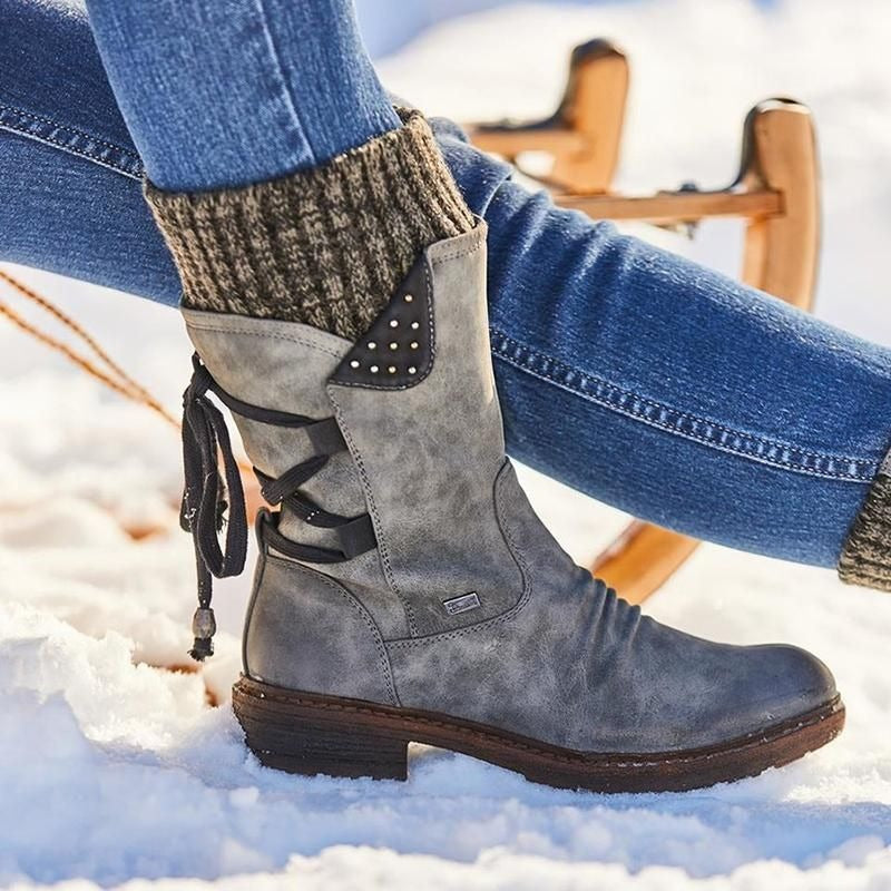 Eva Bottines À Revers Tricot Et Zip Femme