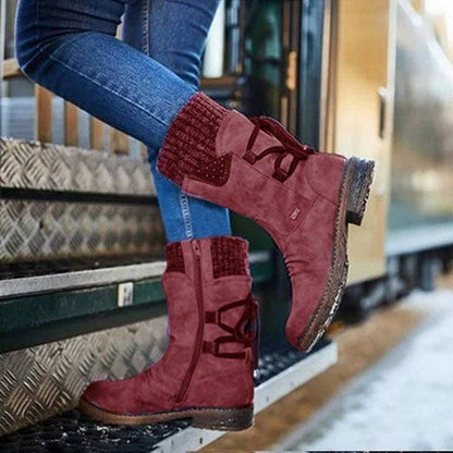 Eva Bottines À Revers Tricot Et Zip Femme