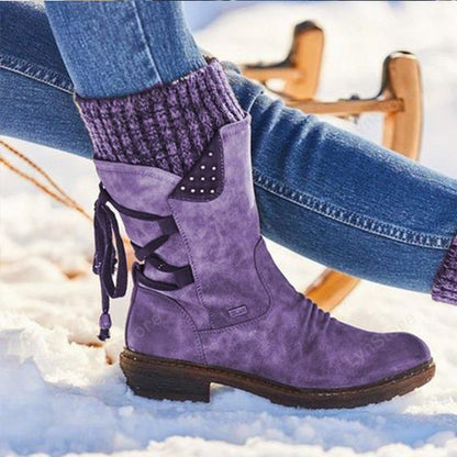 Eva Bottines À Revers Tricot Et Zip Femme