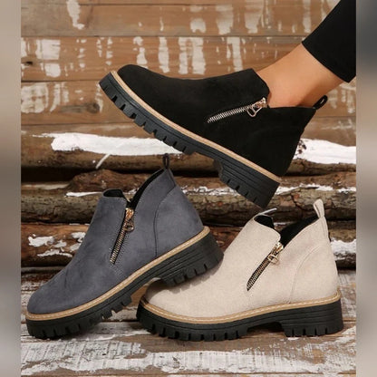 Jade Bottines Zippées À Semelle Épaisse Femme