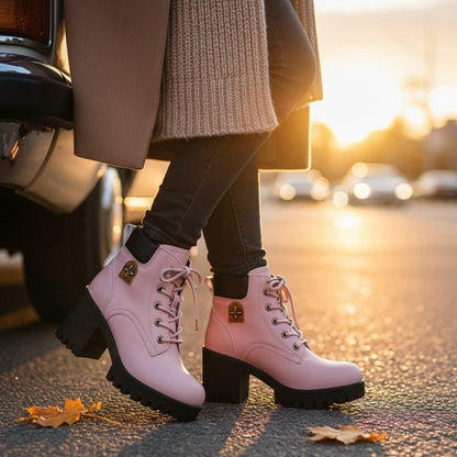 Capucine Bottines À Lacets Talon Carré Et Semelle Crantée Femme