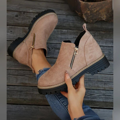 Jade Bottines Zippées À Semelle Épaisse Femme