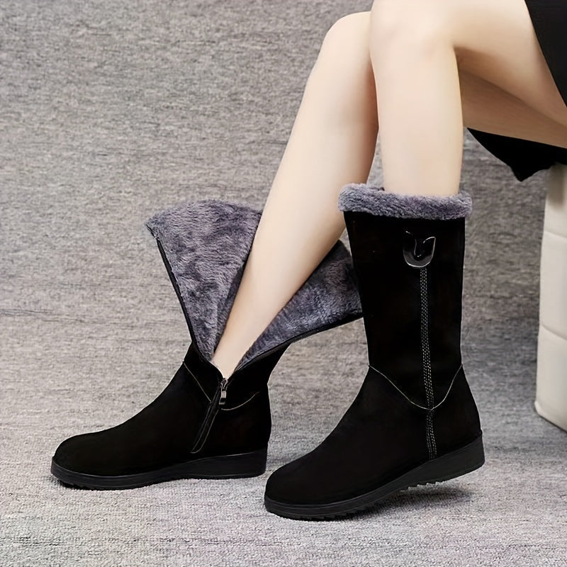 Cécile Bottes Hautes Effet Daim Doublées Et Zippées Femme