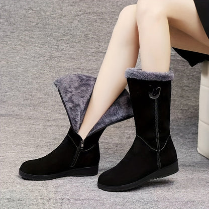Cécile Bottes Hautes Effet Daim Doublées Et Zippées Femme