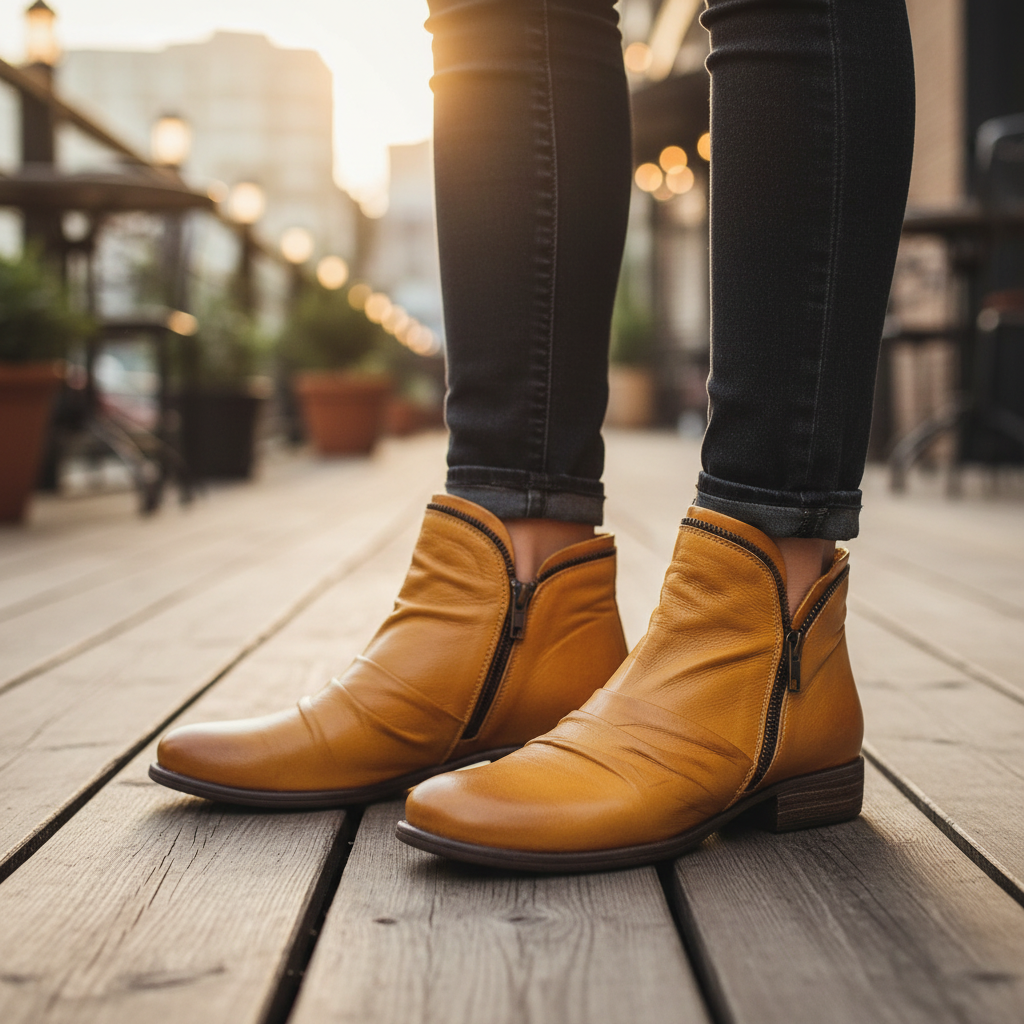 Lou Bottines Froncées Zippées À Talon Bas Femme