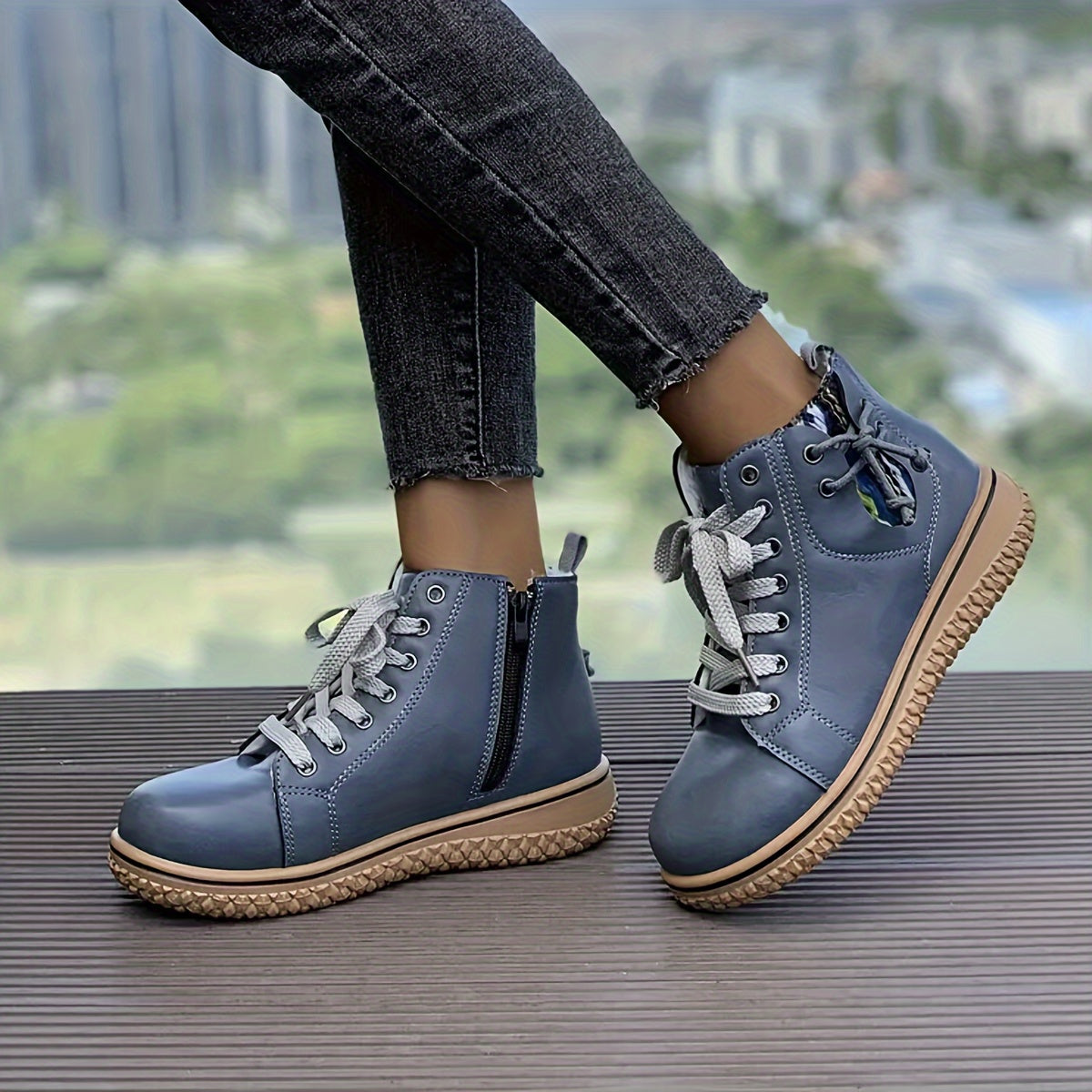 Romane Bottines À Lacets Et Zip Semelle Gomme Femme