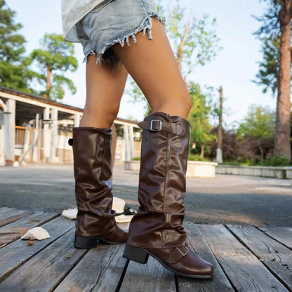 Apolline Bottes Hautes Froncées À Boucle Et Talon Bas Femme