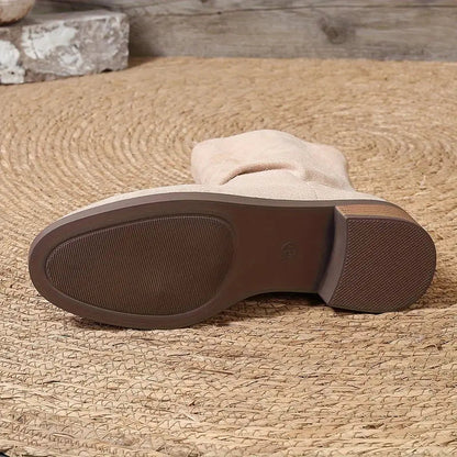 Lydie Bottines Froncées Effet Daim À Petit Talon Carré Femme
