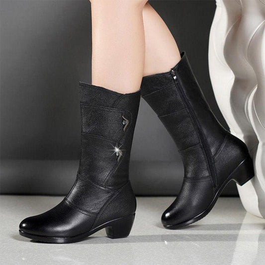 Aurore Bottes Mi-Mollet Zippées À Talon Carré Femme
