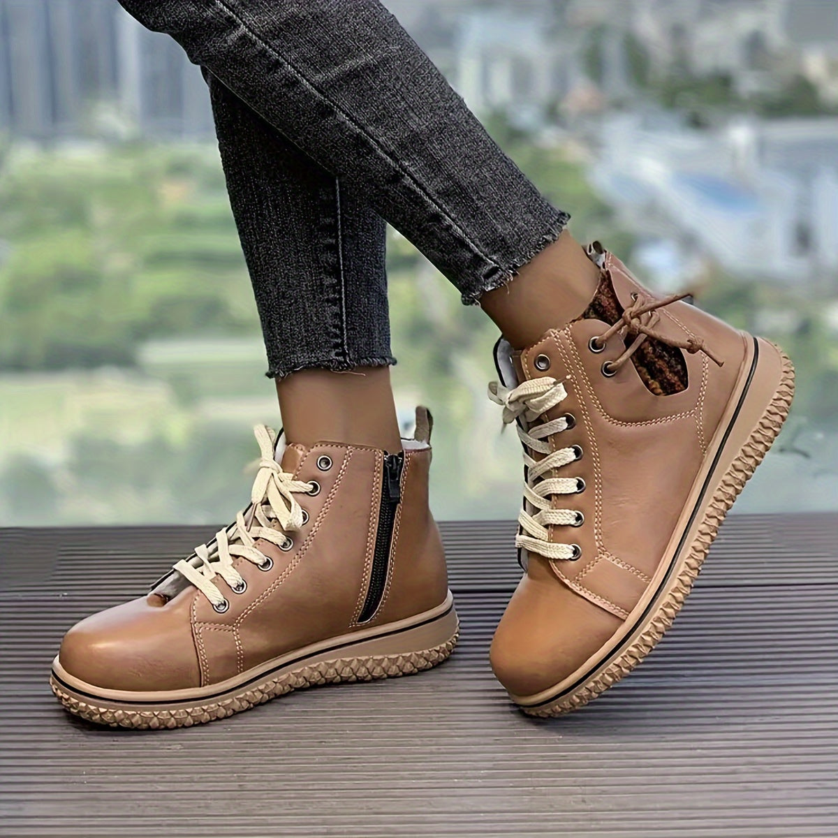 Romane Bottines À Lacets Et Zip Semelle Gomme Femme