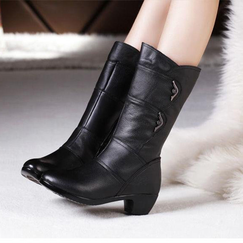 Aurore Bottes Mi-Mollet Zippées À Talon Carré Femme