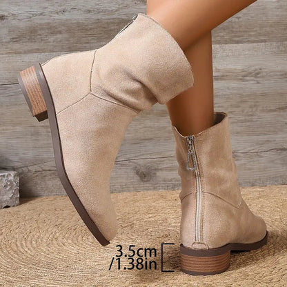 Lydie Bottines Froncées Effet Daim À Petit Talon Carré Femme