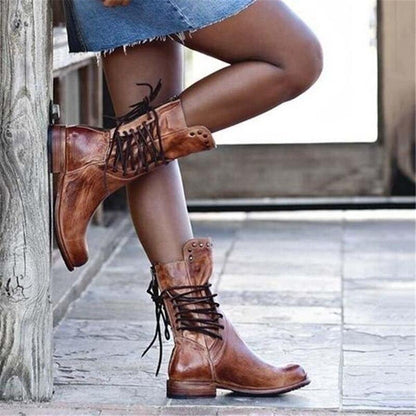 Alice Bottes Mi-Mollet À Laçage Arrière Et Talon Bas Femme