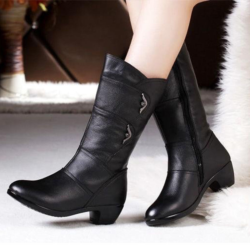 Aurore Bottes Mi-Mollet Zippées À Talon Carré Femme