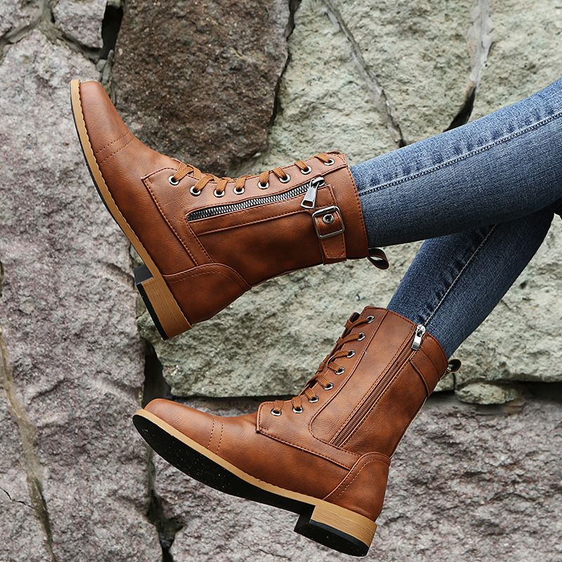 Chloé Bottines Rangers À Lacets Et Zip Femme