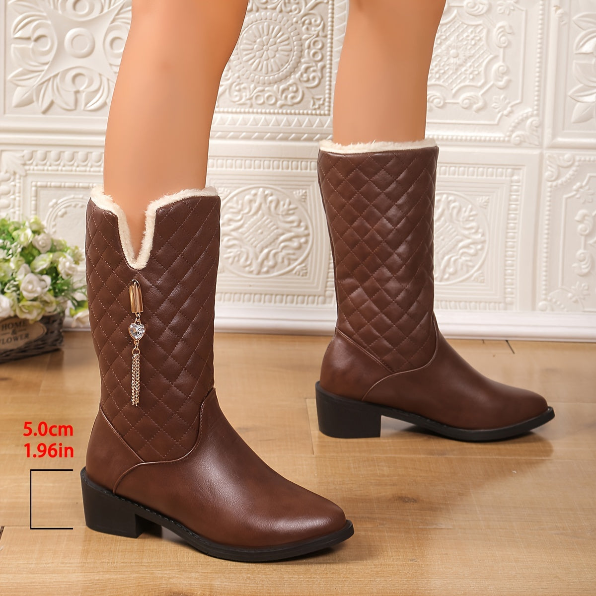 Colette Bottes Mi-Mollet Matelassées À Talon Carré Femme