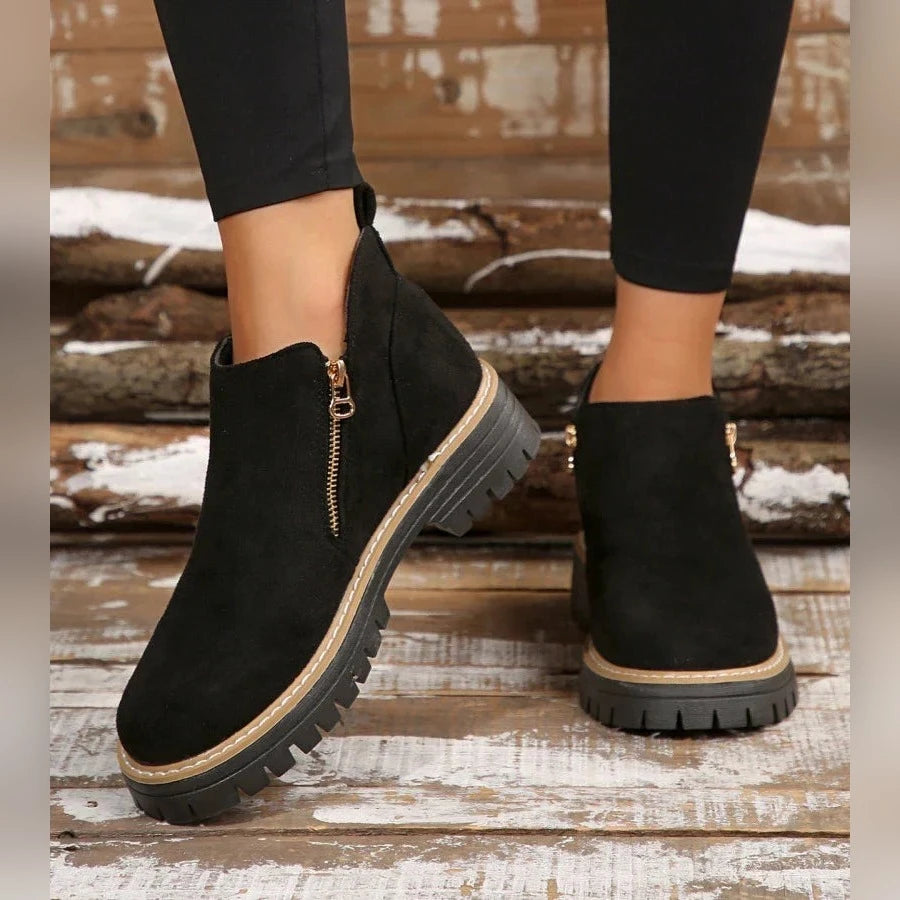 Jade Bottines Zippées À Semelle Épaisse Femme