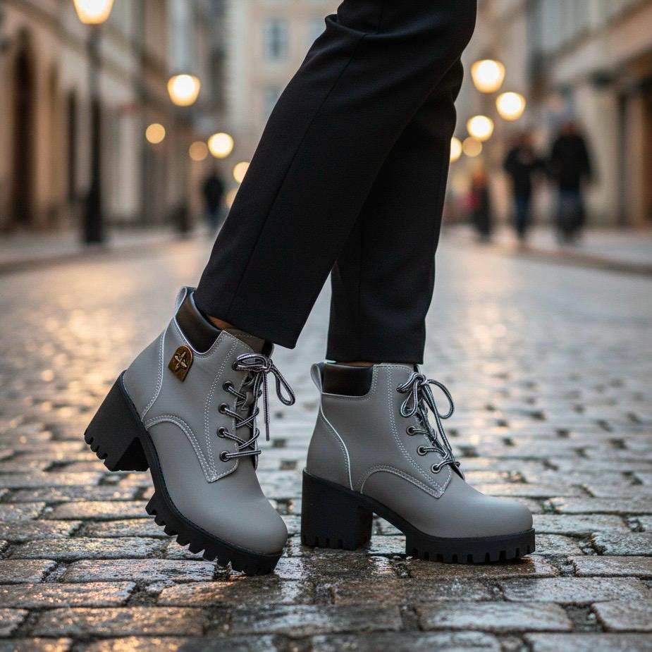 Capucine Bottines À Lacets Talon Carré Et Semelle Crantée Femme