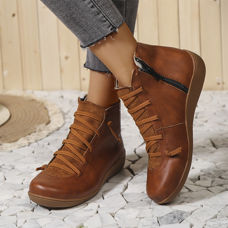 Léonie Bottines À Lacets Élastiques Et Zip Semelle Souple Femme