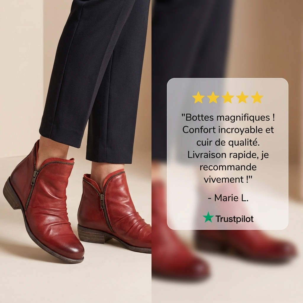 Lou Bottines Froncées Zippées À Talon Bas Femme