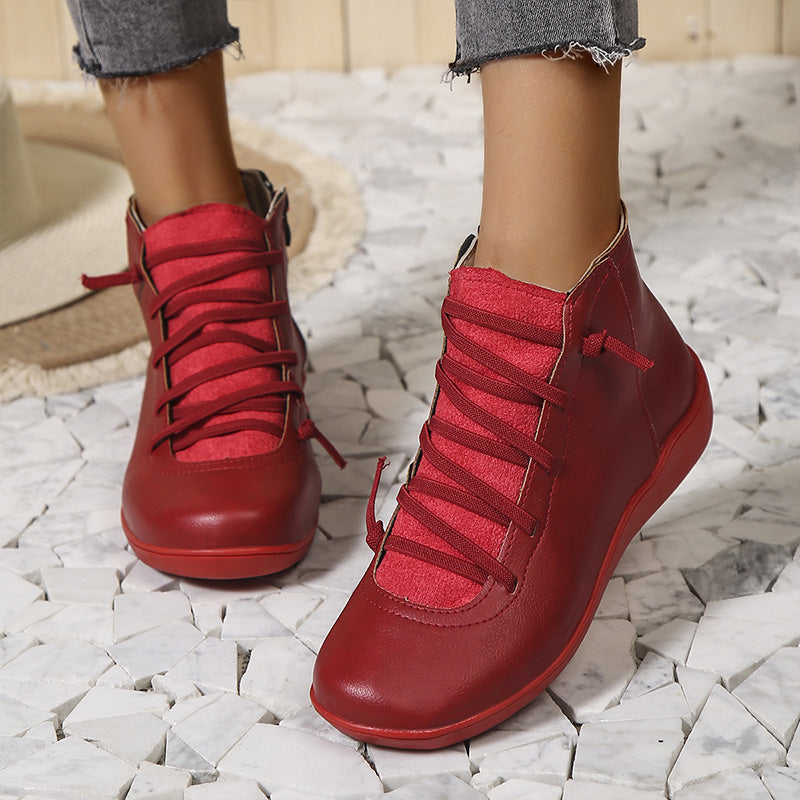 Léonie Bottines À Lacets Élastiques Et Zip Semelle Souple Femme