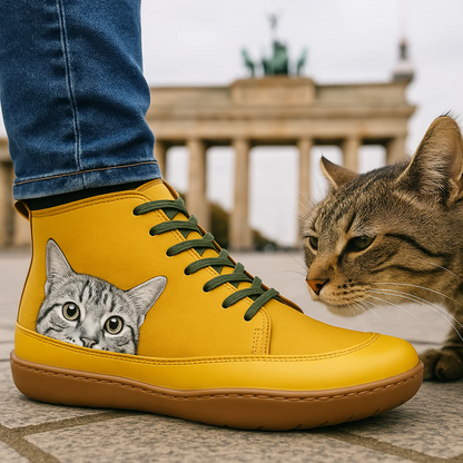 Olympe Bottines À Lacets Motif Chat Semelle Souple Femme