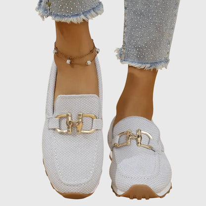 Clotilde Mocassins En Maille À Mors Doré Semelle Épaisse Femme