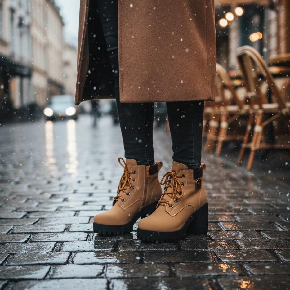 Capucine Bottines À Lacets Talon Carré Et Semelle Crantée Femme