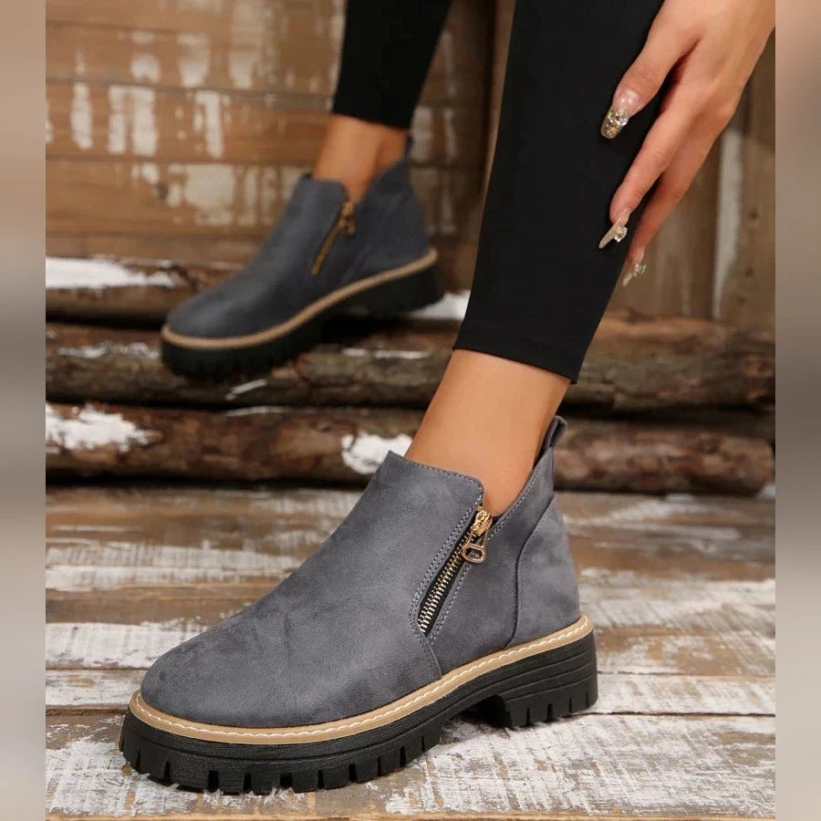 Jade Bottines Zippées À Semelle Épaisse Femme