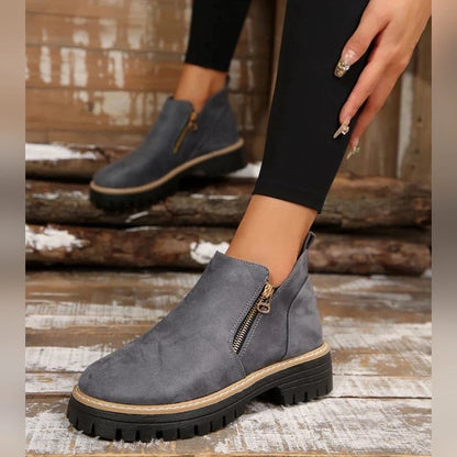 Jade Bottines Zippées À Semelle Épaisse Femme