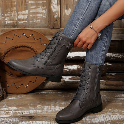 Juliette Bottes Mi-Mollet Lacées À Zip Et Boucle Femme