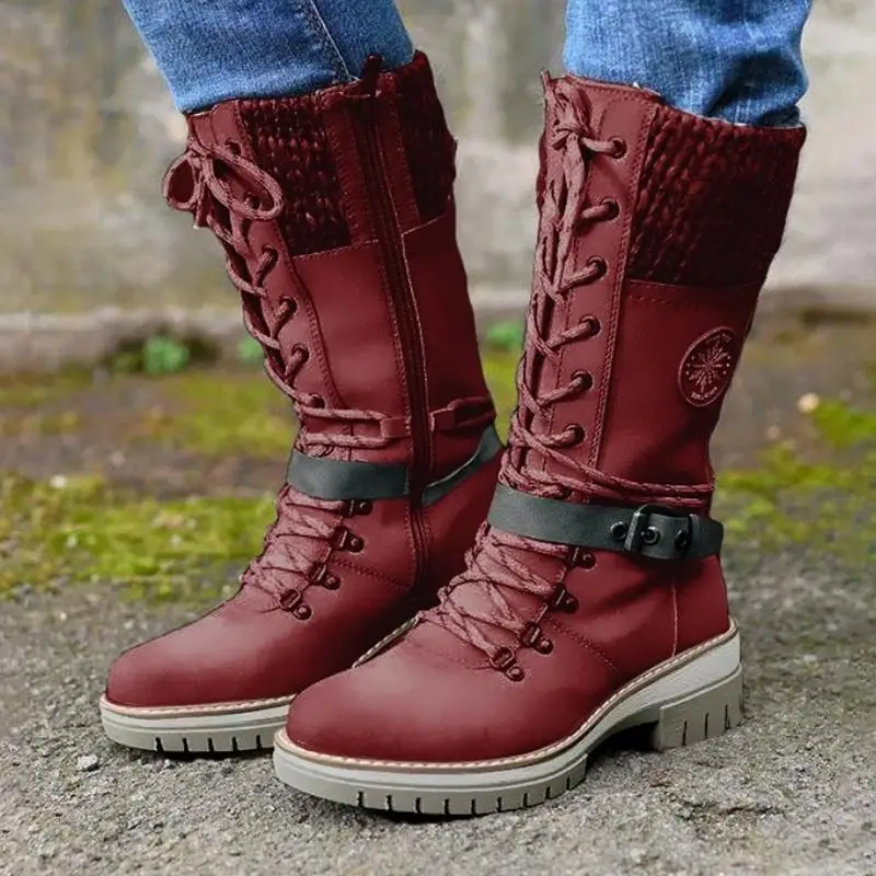 Iris Bottes De Randonnée Mi-Mollet À Lacets Et Revers Tricot Femme