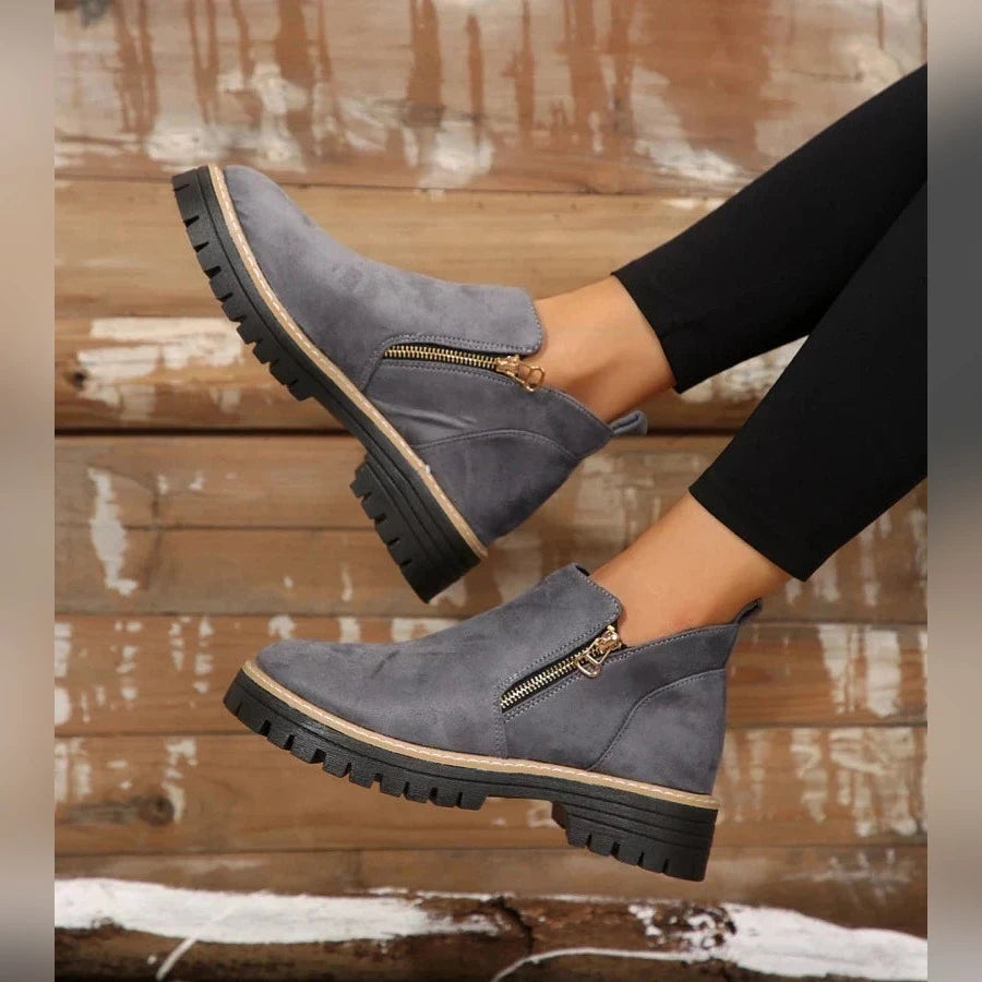 Jade Bottines Zippées À Semelle Épaisse Femme
