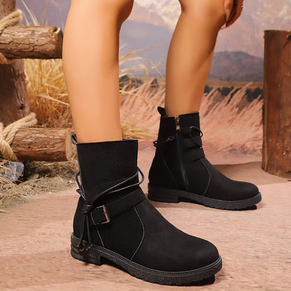 Blanche Bottines Effet Daim Zippées À Sangle Femme