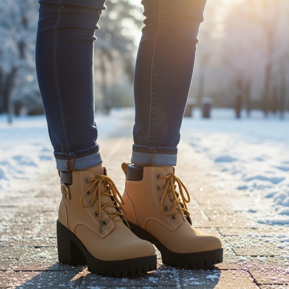 Capucine Bottines À Lacets Talon Carré Et Semelle Crantée Femme