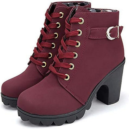 Estelle Bottines Effet Daim À Lacets Boucle Et Talon Carré Femme